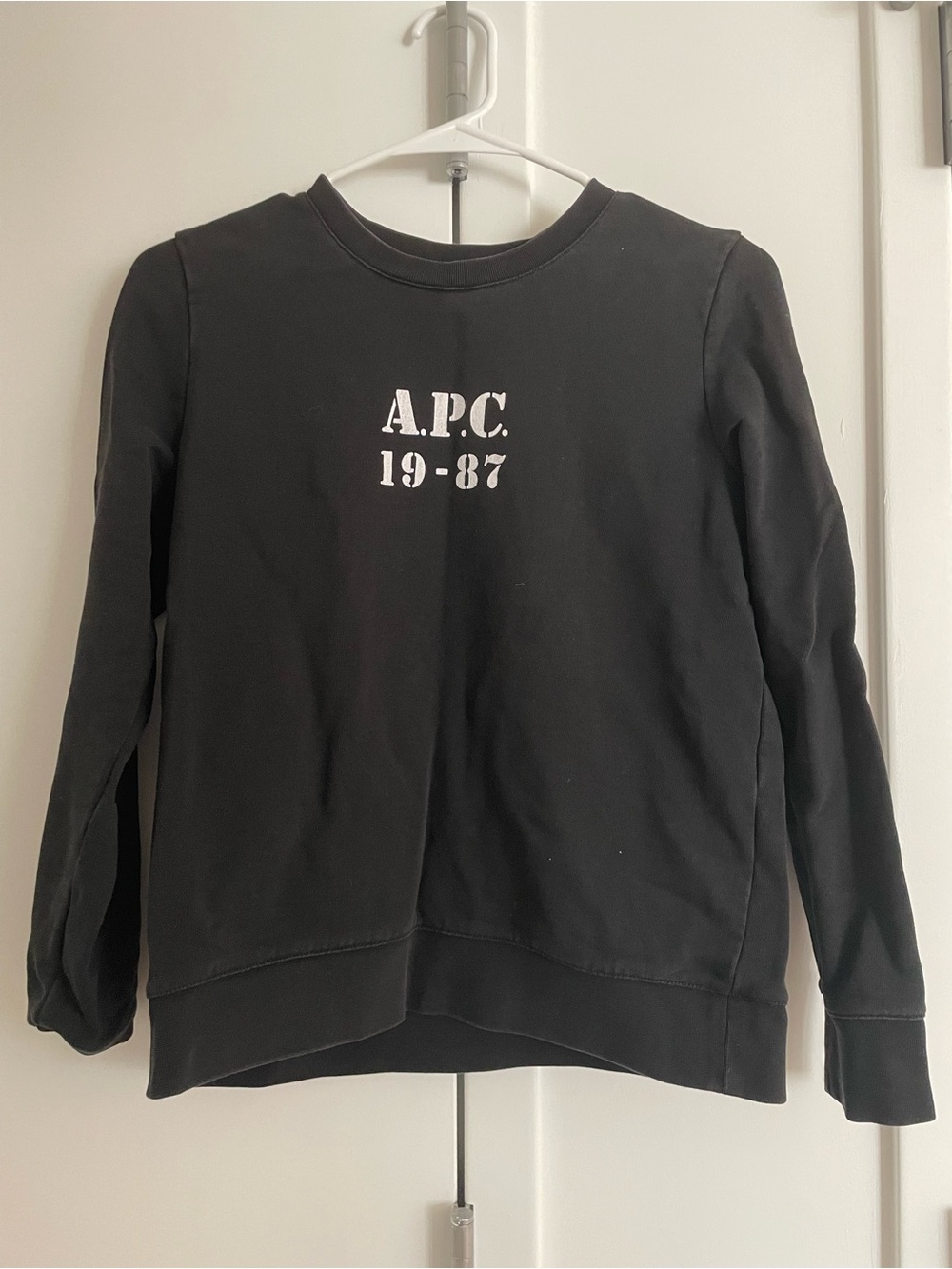 A.P.C. Black Sweatshirt with White Stenciled Logo